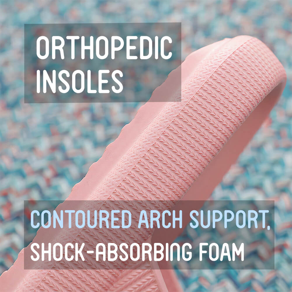 Orthopedic insoles. Contoured arch support. Shock-absorbing foam.